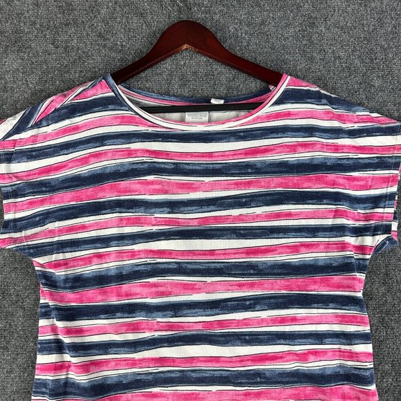 Chicos Weekends Top Womens Medium Stripe Cotton Stretch Tee Short Sleeve Pullove - Picture 3 of 8